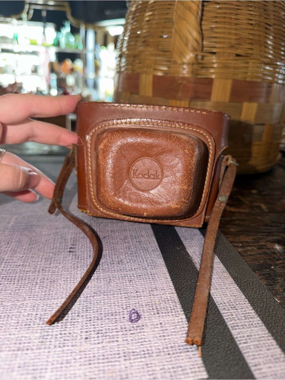 Kodak Brown Leather Camera Case with camera